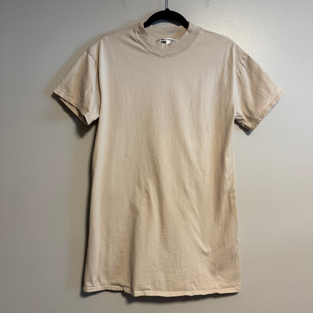 Reformation Tan Organic Cotton Longer Line Tee Size S - Picture 3 of 10